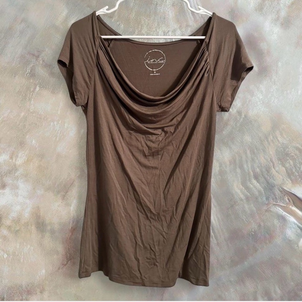 Brown Drape Neck Top